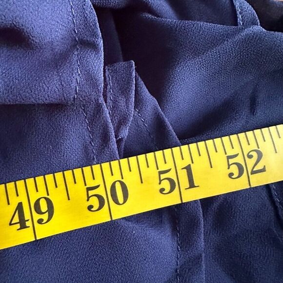 Lulus Womens Blue Gown Medium Madalyn V Neck Lace Chiffon Full Length Maxi - Picture 15 of 15